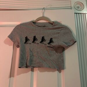 Brandy Melville Gray Graphic Crop Top